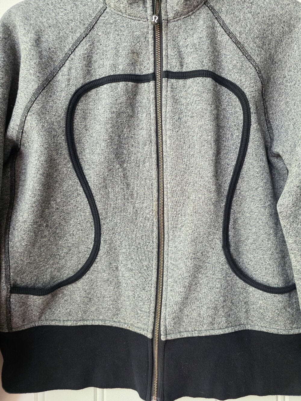 Lululemon Scuba Full Zip Hoodie Grey Black Size 12 - Picture 3 of 9